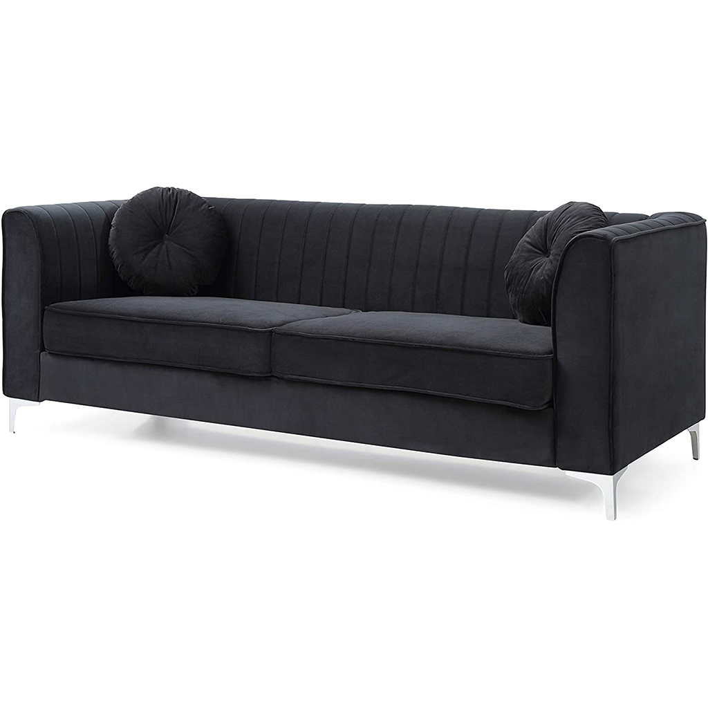 Milan Black Velvet Sofa 