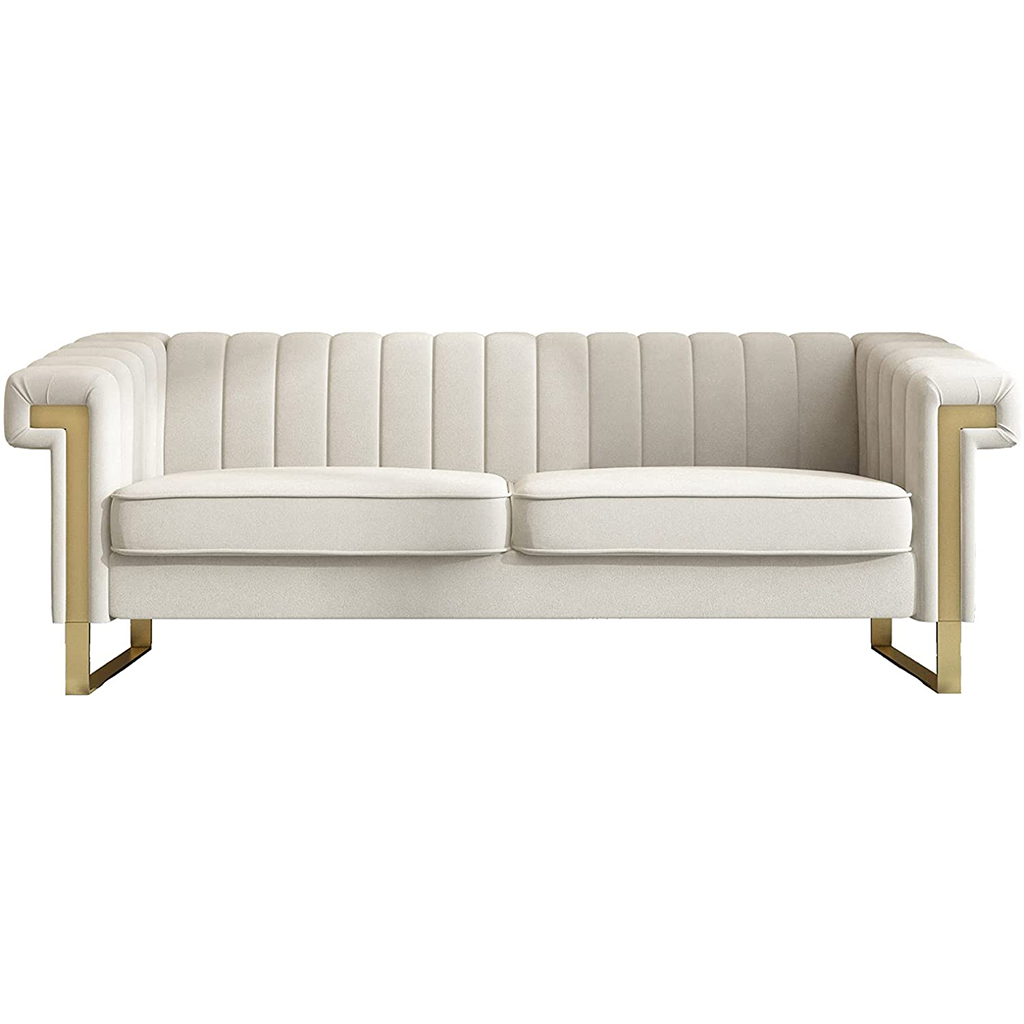 Gatsby Beige Velvet _ Gold trim Sofa 
