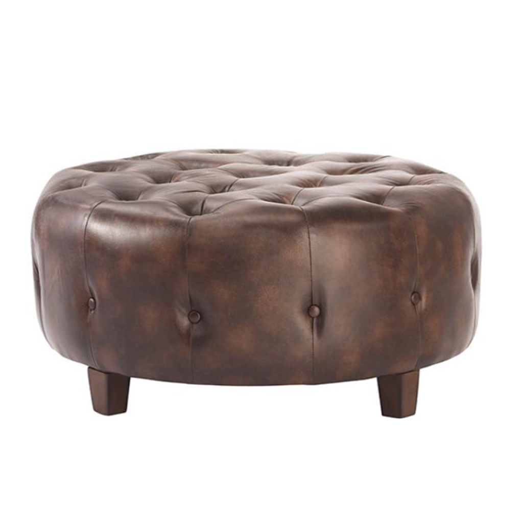 Brown Tufted Ottoman 