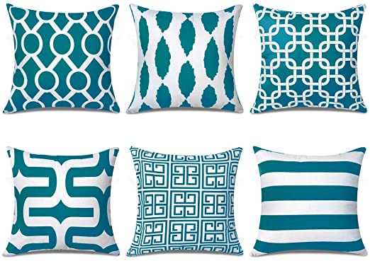 Teal / White Design Pillows