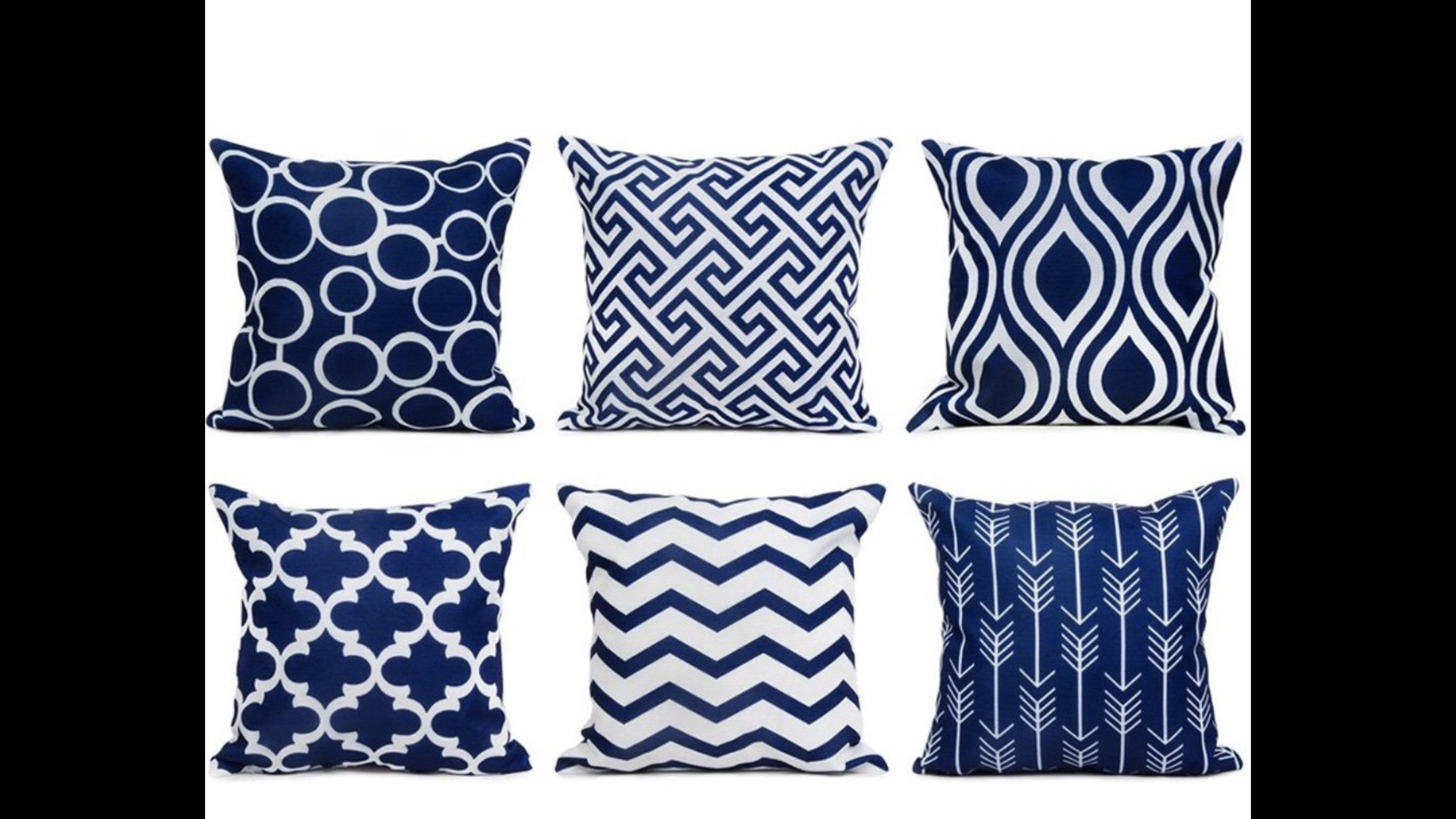 Navy / White Design Pillows