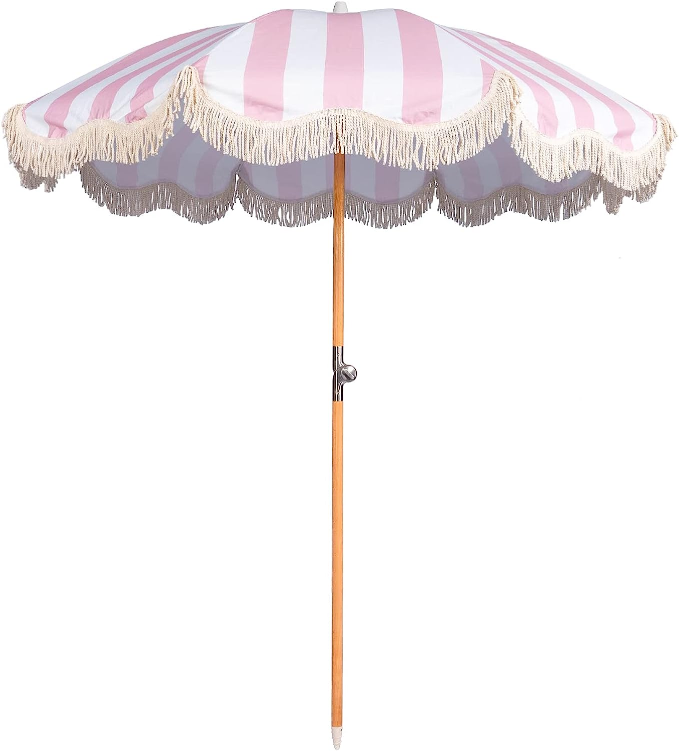 Pink & White Stripe Market Umbrella