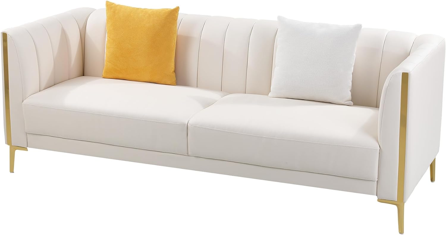 Arlo White Sofa / Gold trim